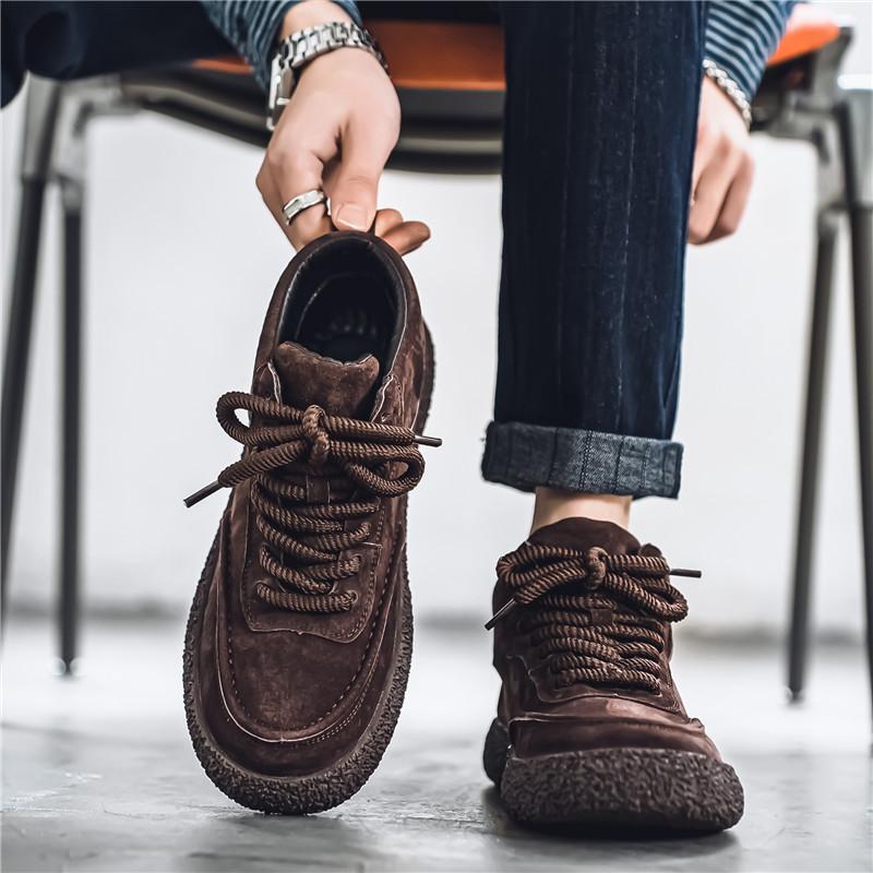 

Мужская обувь осенний тренд ретро флип меховые туфли для доски мужские 2024 новая корейская версия универсальная повседневная рабочая обувь для страхования труда 44