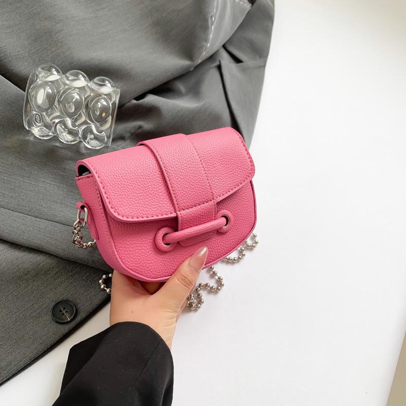 Fashionable Medium-sized Pu Saddle Bag For Women With Trendy Chain Handle