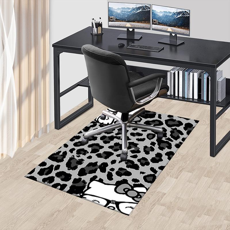 1pc Leopard Print Hello Kitty Carpet Anti Slip Polyester Floor Mat for office.Bedroom