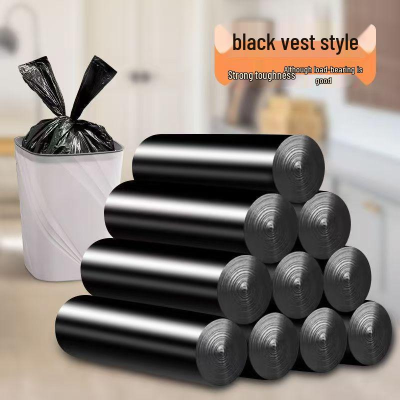 Large Black Disposable Kitchen Garbage Bags, Double-Sided, 2.6 Mil Thickness