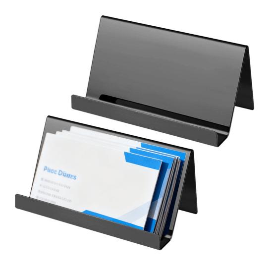 Stainless Steel Business Card Holder Professional Business Mental Case Rack Open Design Desktop Organizer for Office Desk