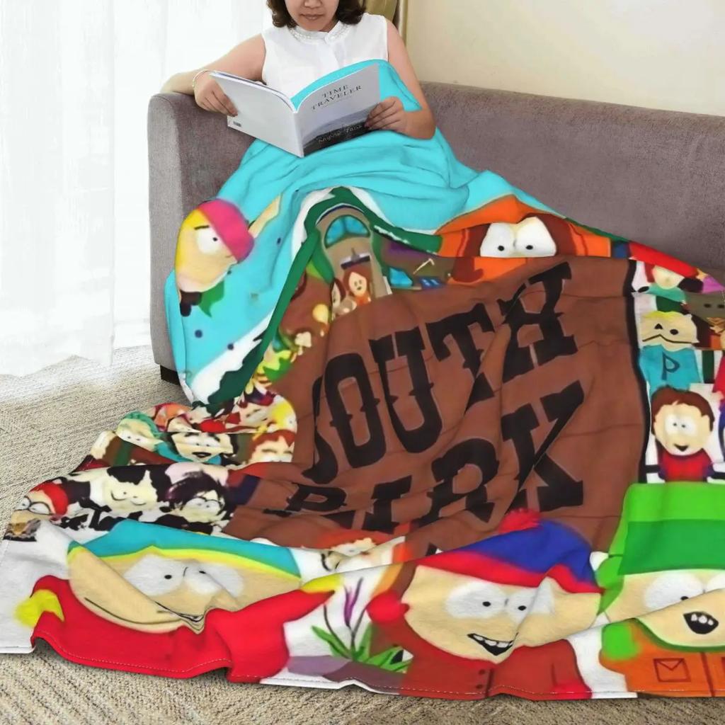 SouthPark Cartoon All Characters Fuzzy Blankets Vintage Throw Blankets for Home 200x150cm Plush Thin Quilt