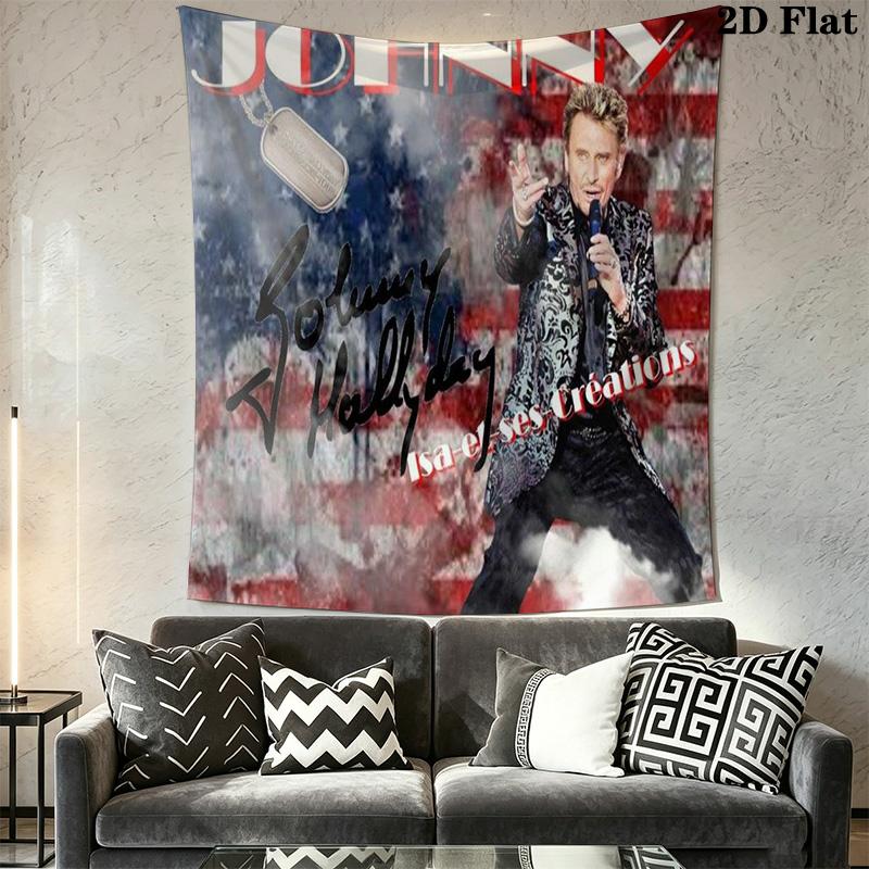 Johnny Hallyday Legend Music Tapestry Background Cloth Fashion Print Homestay Soft Decoration Tapestry Soft Wall Decoration