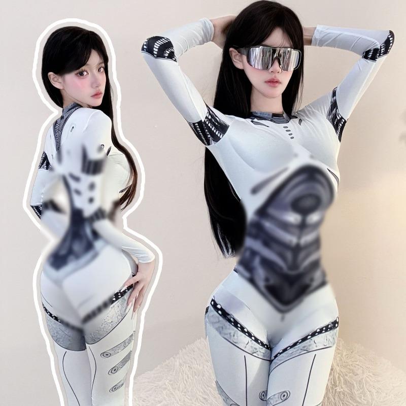 New Halloween armor parent-child robot cos actor costume tight jumpsuit