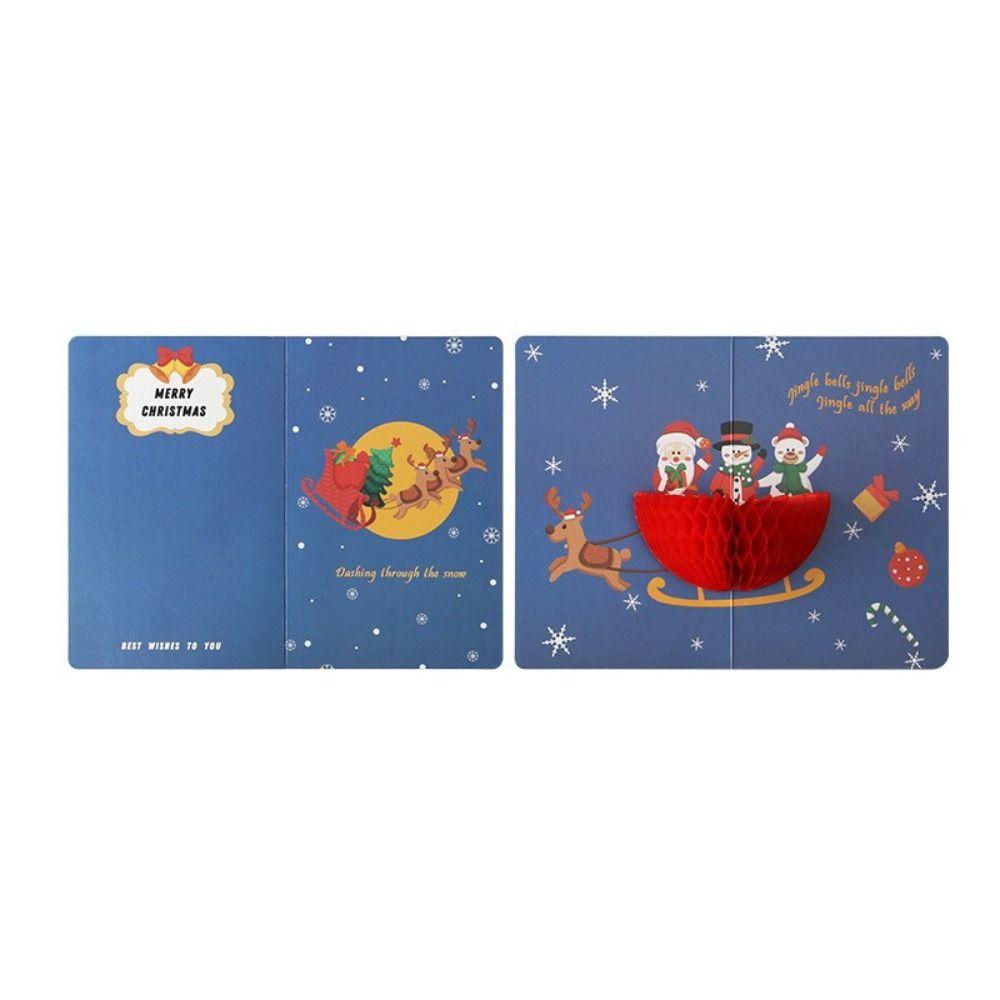 Christmas 3D Pop Up Thank You Cards Blessing Cards Christmas Postcard Greeting Cards With Envelope
