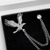 British Style Men's Eagle Chain Brooch with Versatile Tassel Pin