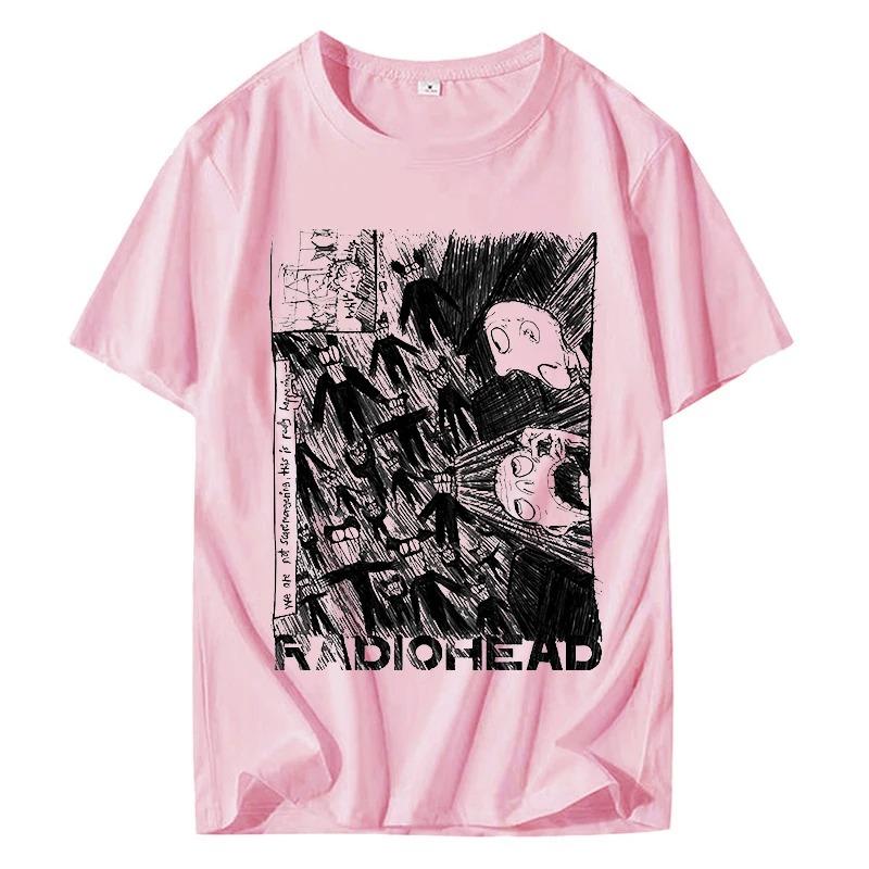RADIOHEAD Printed TShirt Men Oversized Y2k Heavy Metal Band 2026 New Rock Punk American Casual Cotton Crew Neck Short Sleeve