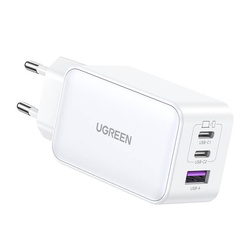 Netzladegerät Ugreen 15334 Nexode, 2Xusb-C, Usb-A 3.0, Pd3.0, Qc4.0, Gan, 65W (Weiss)