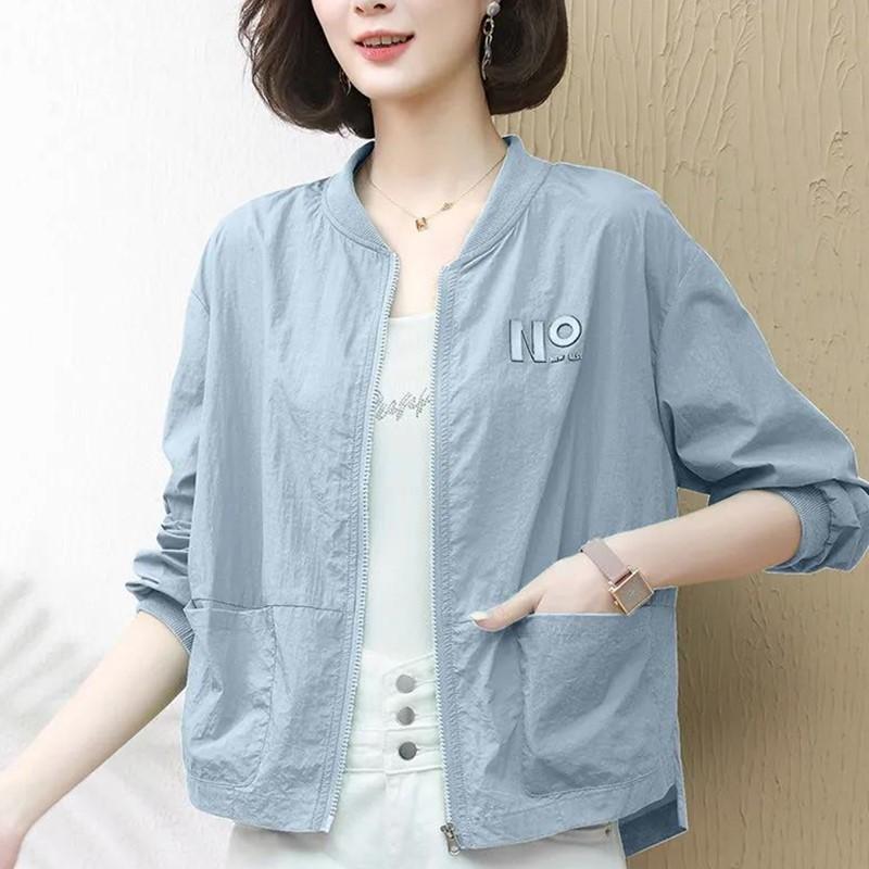 Giacca Estiva da Donna Taglie Forti Cardigan Monocolore Giacca con Collo Alto Giacca Sportiva Outdoor Giacca Leggera Protezione Solare