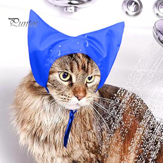 Cat Shower Cap Adjustable Waterproof Bathing Hat with Ear Cover Washing Bathing Raining Protection Cap for Cats