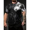 Mode Dames Ronde Hals Korte Mouw 3D Dier Kleurprint Dier Korte Mouw Ronde Hals T-shirt