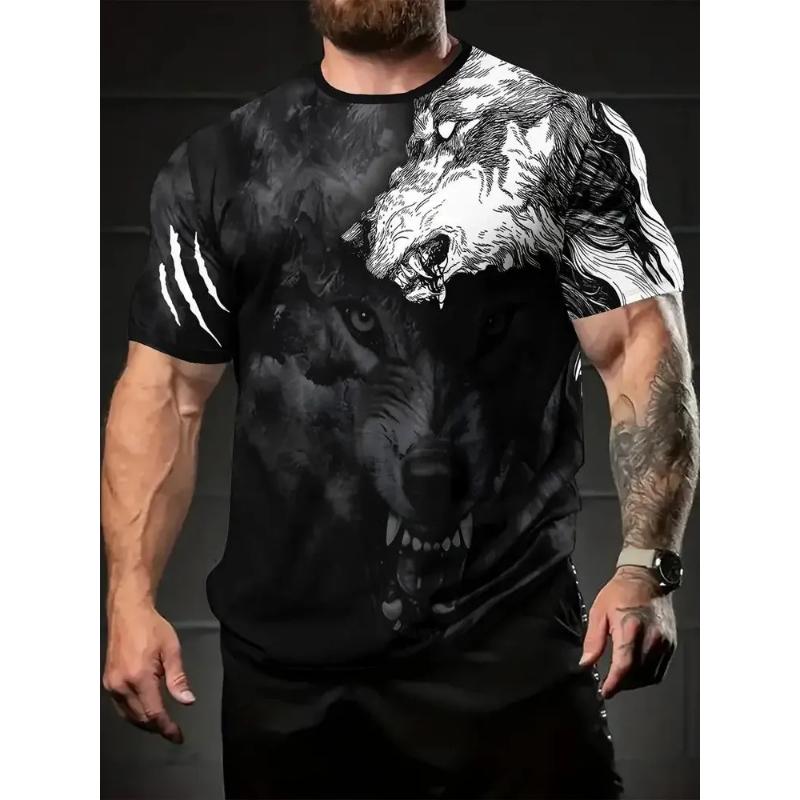Mode Dames Ronde Hals Korte Mouw 3D Dier Kleurprint Dier Korte Mouw Ronde Hals T-shirt