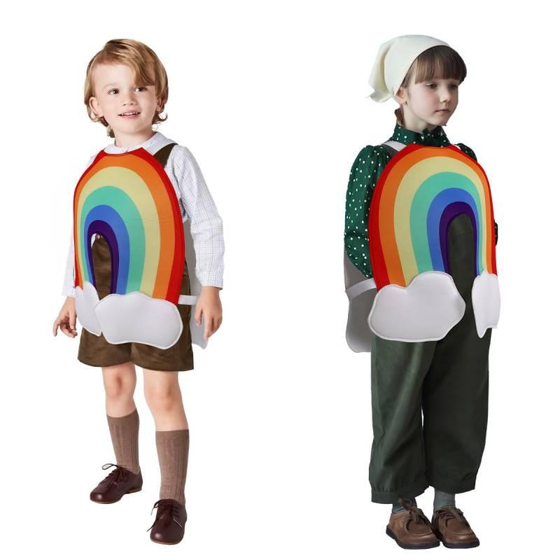 Rainbow Costume Cosplay Cartoon Clothes Kids Halloween Party Performance Stage