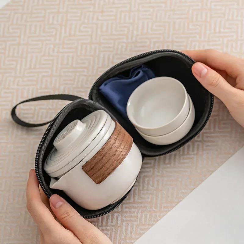 Teetassenset Reiseset Keramik Outdoor Camping Eine Teekanne und Zwei Tassen Geschenke