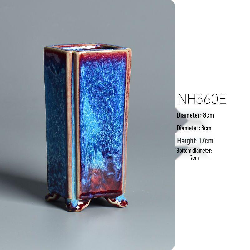 Ceramic Square Bonsai Flower Pot - Large High-Angle, Creative Chinese Style for Green Plants and Orchids