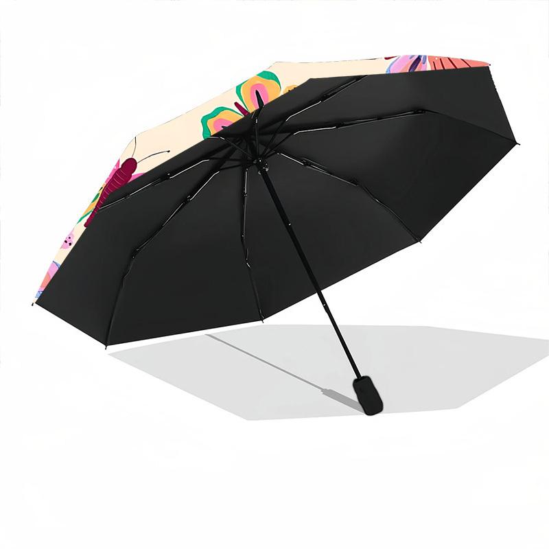 1pc Butterfly Print Automatic Folding Umbrella, 8-Rib Iron Frame, Casual Outdoor Accessory for Birthday Festival Gifts Yy251128124