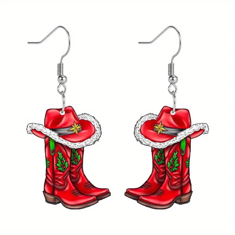 2024 Creative Christmas Boots Acrylic Earrings - Fashionable and Versatile Design