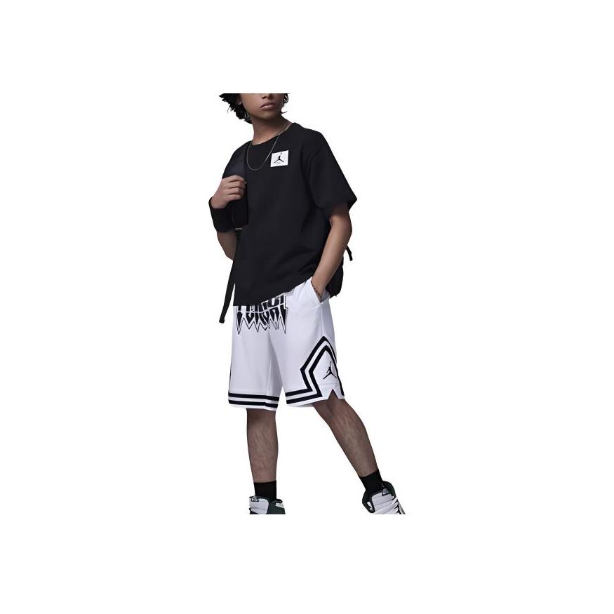Jordan Mesh Breathable Lace-Up Five-Point Shorts Kids shorts White HM4750-100