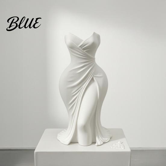 Artistic Human Body Vase Elegant Dress Shaped 3D Printed Vase Modern Minimalist Sculpture for Pleated Skirt Sculptural Home Decor Dressing