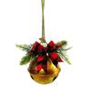 Christmas Bells Ornament Rustic Christmas Jingle Bell with Pine Needles Red Berries And Plaid Bow for DIY Holiday Door Window Tree Wreath Garland
