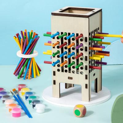 Holz Kinder Multifunktionales Vier-in-Eins Stäbchenspiel Farberkennung Graffiti Puzzle Eltern-Kind Interaktives Brettspiel Spielzeug