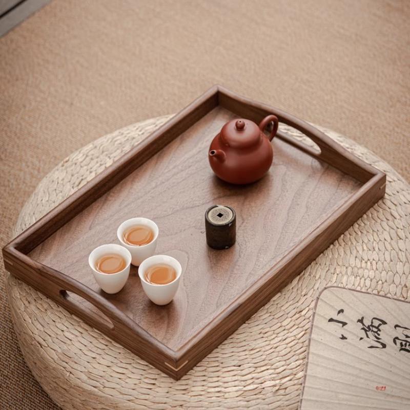 Handmade Natural Walnut Wood Tray Multi Purpose Serving Organizer Decorative Gift for Home Kitchen Cafe Office Storage