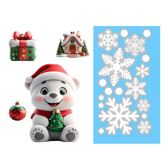 Static Cling Decals Christmas Window Clings, Reusable with Santa Snowman Snow Removable House Designs, Double Sided Glass Stickers for Holiday