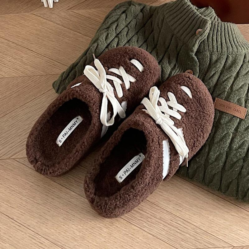 Winter Slippers Woman Platform Plush Slippers Women Outside New Autumn Winter Wear Non Slip Baotou Cotton Slippers for Women