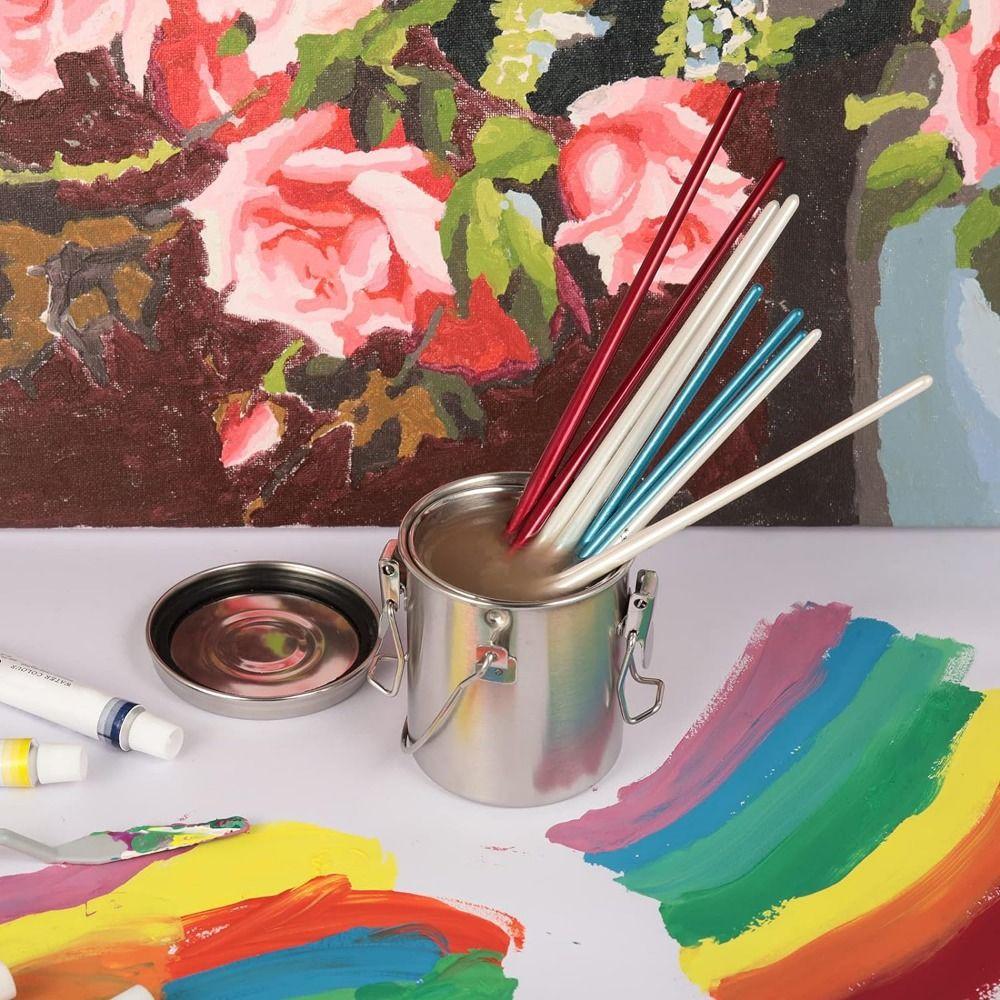 Stainless Steel Airtight Brush Washer Brush Holder Brush Cleaning Container Watercolor