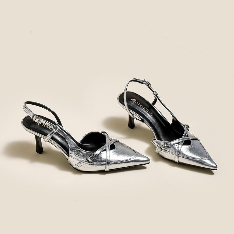 

ZR same French high heels women s stiletto high-end cross belt retro pointed women s shoes comfortable soft sole not tired feet 35