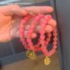 Strawberry Color Fu Brand Bracelet Niche Design High-end Artificial Crystal Bracelet Supply Gift Female
