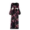 High-End Temperament Elegance Dress Women's Spring Clothing 2024 New Arrival Lightly Mature Waist-Tight Lantern Sleeve Print Formal Dress
