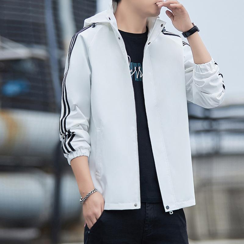 Coat for Men's Autumn and Winter New Loose and Versatile Striped Hooded Jacket Jacket for Outerwear