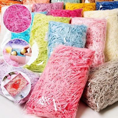 100g 500g Papel Arrugado Multicolor Triturado para Envolver Regalos y Decoración, Lindo Material de Relleno para Manualidades DIY Suministros para Bodas