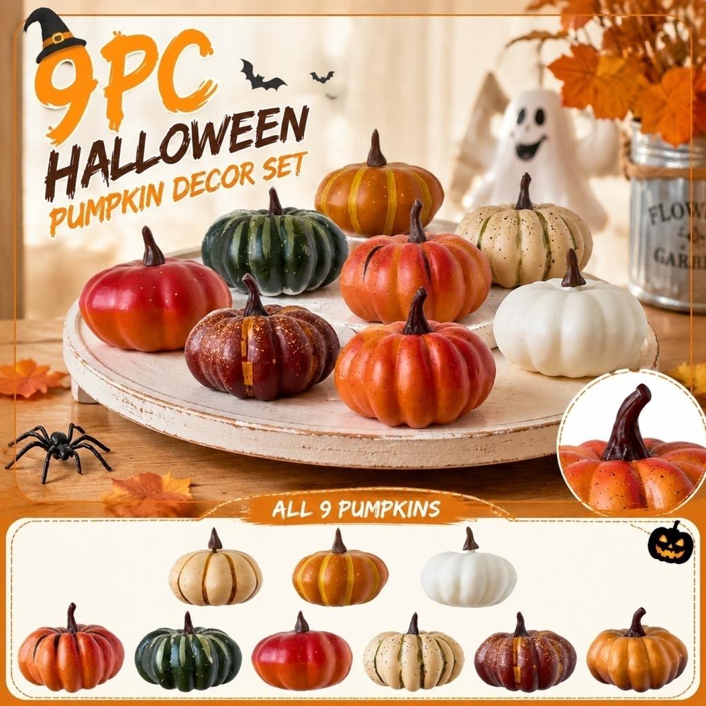 9 Pack Halloween Pumpkin Decorations Centerpieces Fall Home Decor