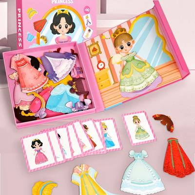 Magnetisches Verkleidungs-Puzzle-Spielzeug, Pädagogisches Spaßspiel für Kinder, Prinzessinnen-Verkleidungs-Szene, Reisefreundlich, Geeignet als Geschenk für Mädchen