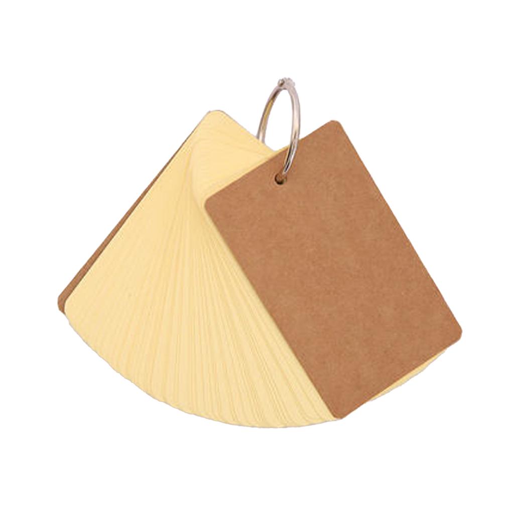 50Sheets Unlined Index Cards with Binder Rings Revision Card Punched Note Card Unruled Study Card Flashcard for Learning