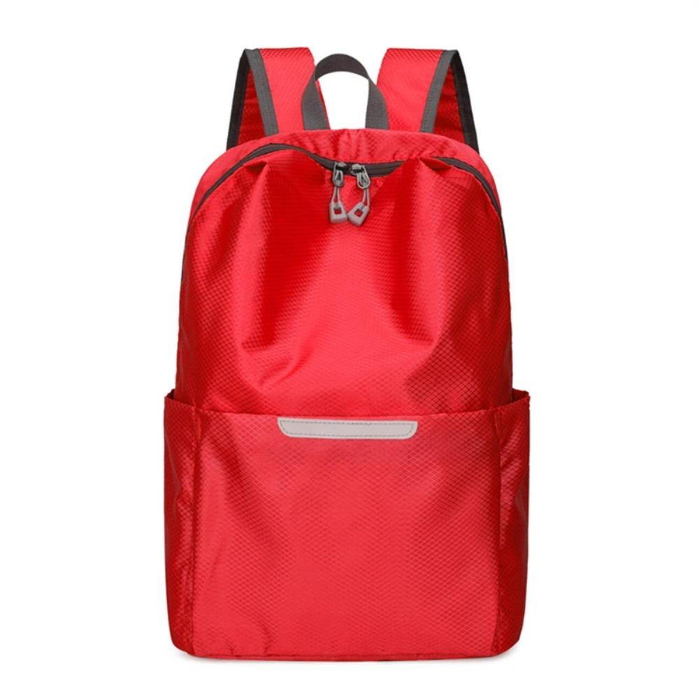 Portable Large Capacity Business Backpack Reflective Solid Color Travel Backpack Waterproof Nylon Student Schoolbag Women