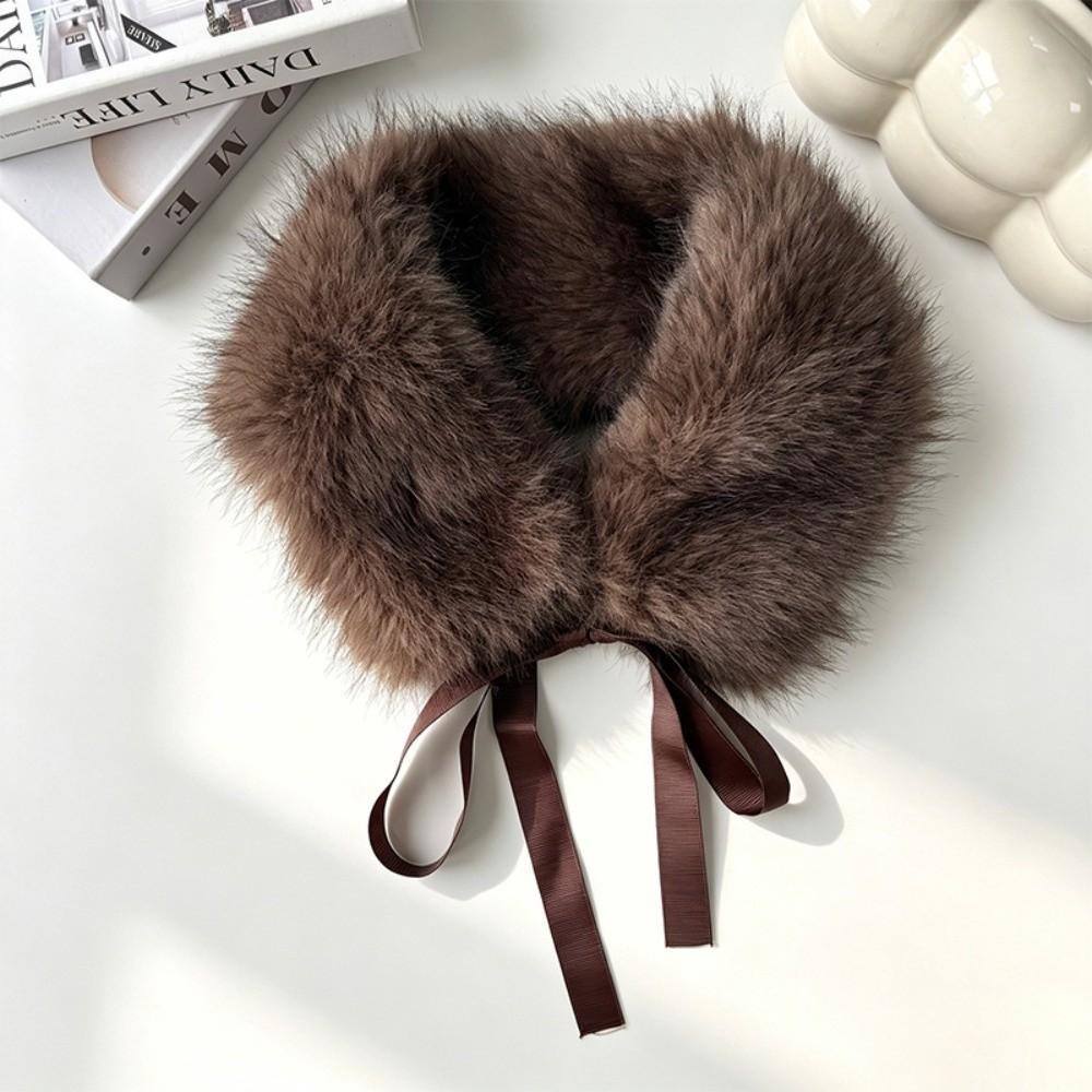 Solid Color Fur Collar Scarf Thicken Neck Warmer Scarf Fluffy Women Scarves Winter