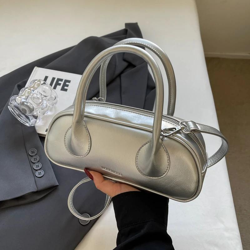 Casual solid interior compartment shoulder bag for women high quality PU zipper bags stitching line
