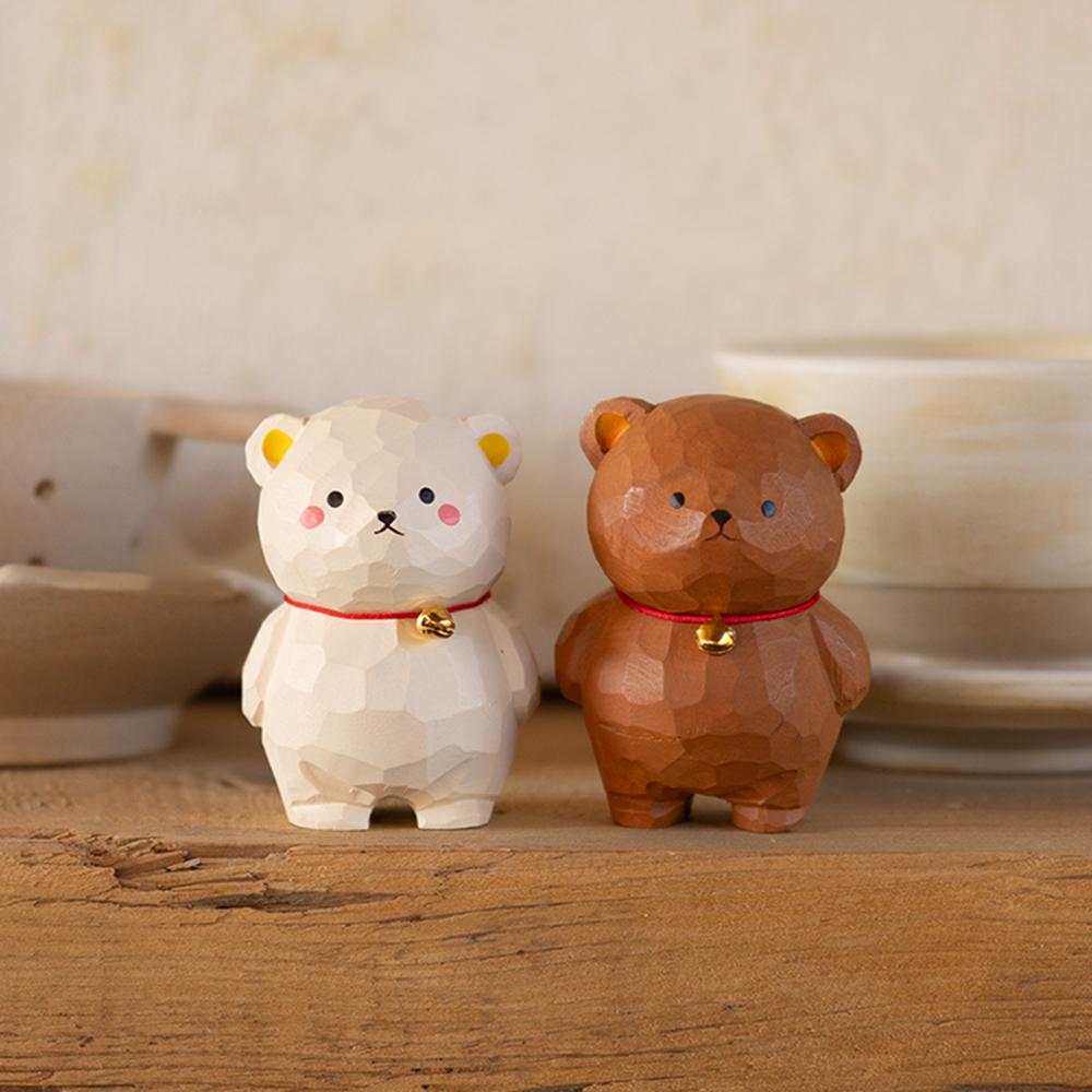 Christmas Decorations Bear Cub Handcrafted wood carving Home decorations desk accessories room decor Handmade Ornaments wooden