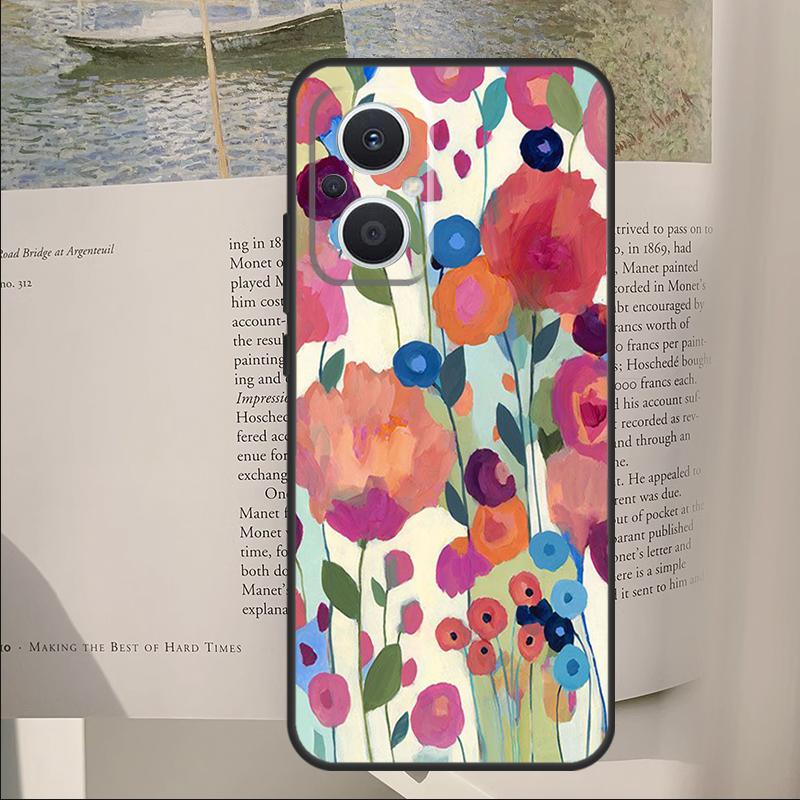 

Colourful Flower Painting Art Cover For OPPO Reno 12F 11F 13F 14F 10 11 12 13 14 Pro 8 Lite OPPO Find X9 X6 X5 X8 Pro Case OPPO Reno11