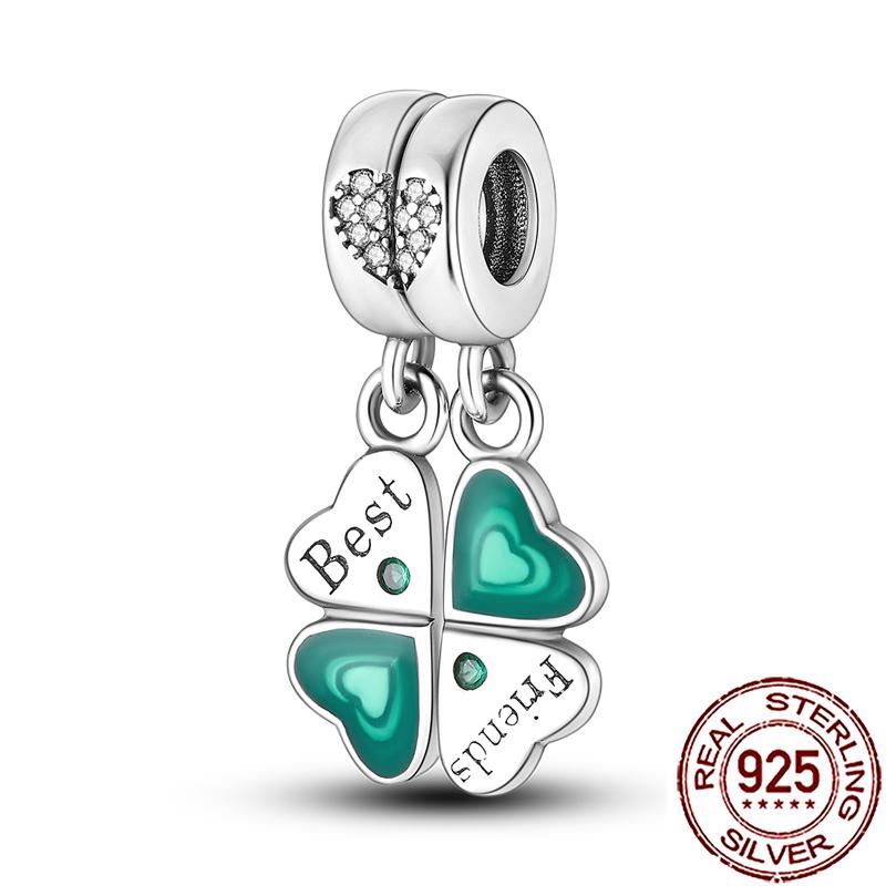 Charms Copper Lucky Horseshoe Clover Dreamcatcher Feather Dangle Beads Fit Bracelet Necklace Women Diy Jewelry