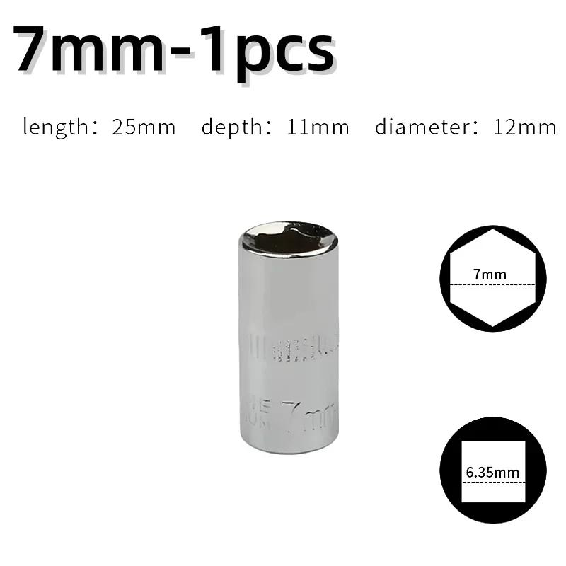 1-Piece 1/4 Drive Inch Metric Ratchet Wrench Socket Head Sleeve Double End 4 5 6 7 8 9 10 11 12 13 14mm Hand Tools