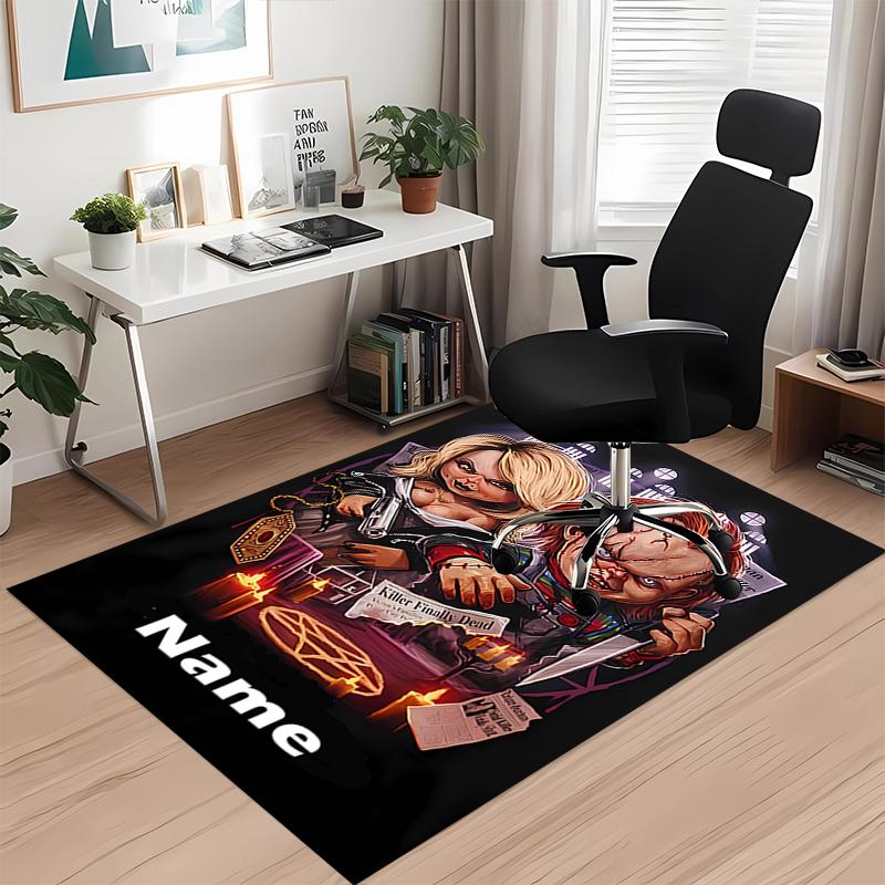 Benutzerdefinierter Name Halloween Horror Bedruckter Teppich, für Bürostuhl Wohnzimmer Schlafzimmer Küchenraum Dekor Geschenke.