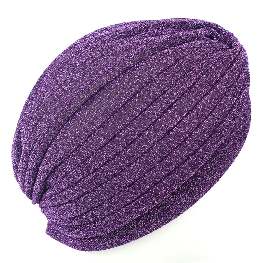 Bonnets Turban Twist Mode Femmes Nœud Musulman Hijab Paillettes Or Argent Chapeau Indien Hommes Décontracté Couleur Unie Simple Foulard