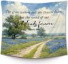 Christian Scripture Wall Tapestry Blue Meadow Jesus Faith Spiritual Verse Room Decoration Gift