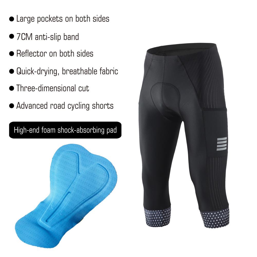 KEMALOCE Men Cycling 3/4 Pants Shorts