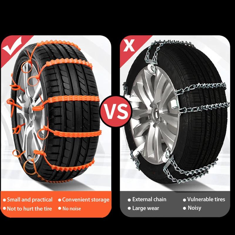 10Pcs Anti Skid Snow Chains Anti Slip Car Winter Tire Wheels Chains 2 3 Grooves for Winter Outdoor Snow Tire Emergency