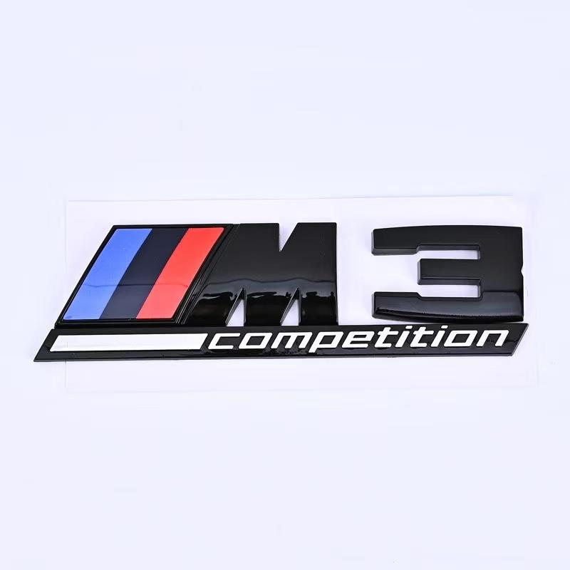 JYPK6 Gloss Black Silver Competition Underline Badge Car Sticker, Rear Trunk Emblem Fit for BMW Competition M1 M2 M3 M4 M5 M6 M7 M8 X3